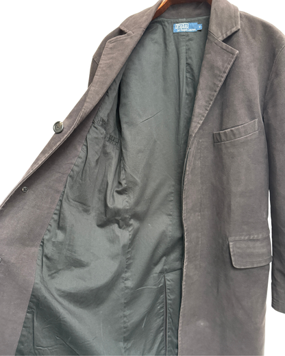 Polo Ralph Lauren long coat in dark grey washed cotton Men's S
