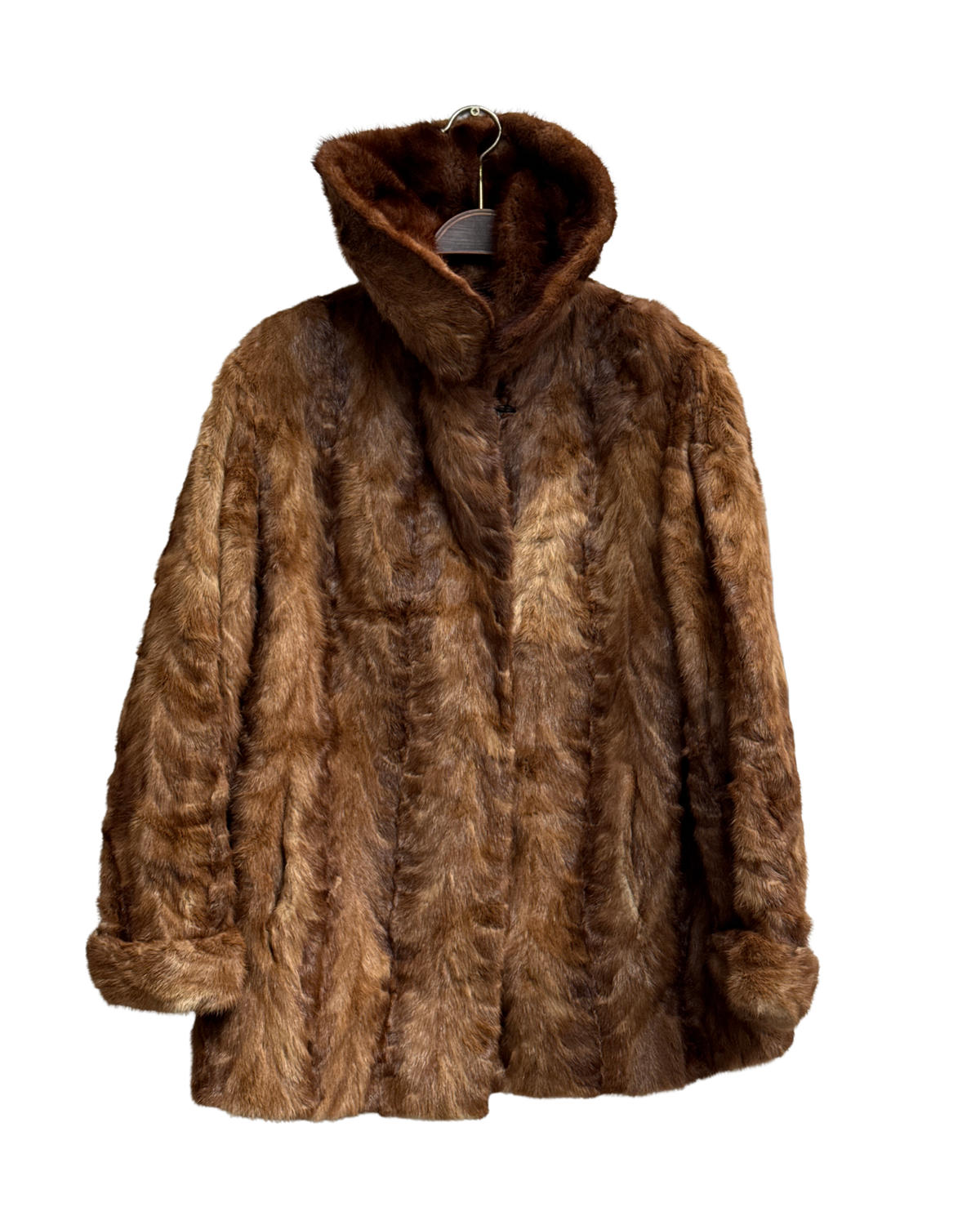 Donkerwolke Enschede Vintage 1970s Fur Jacket Stand Up Collar 44 Women