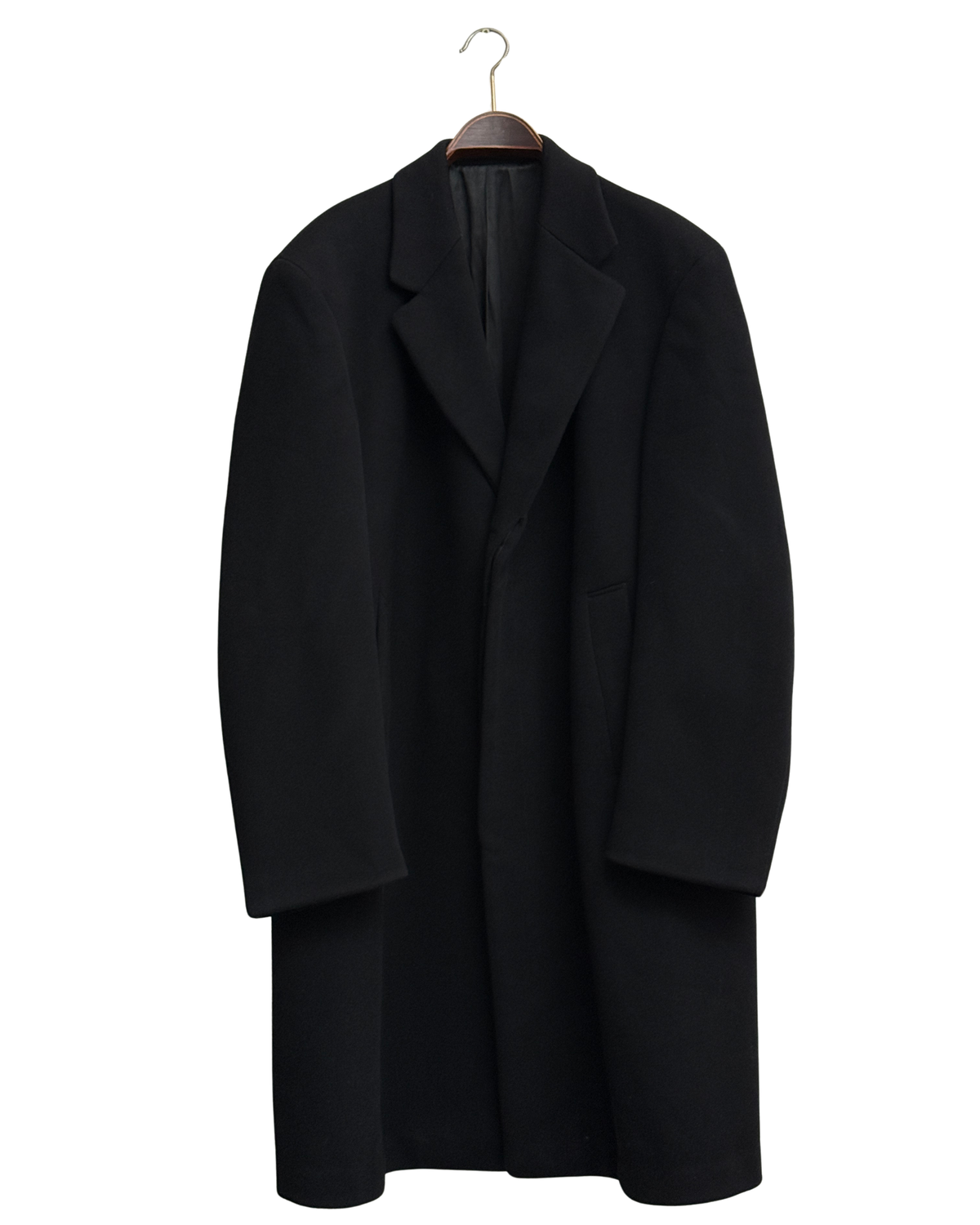 Vintage 80s Ritari Coat Black Pure Wool Long Overcoat, IT 54, Men