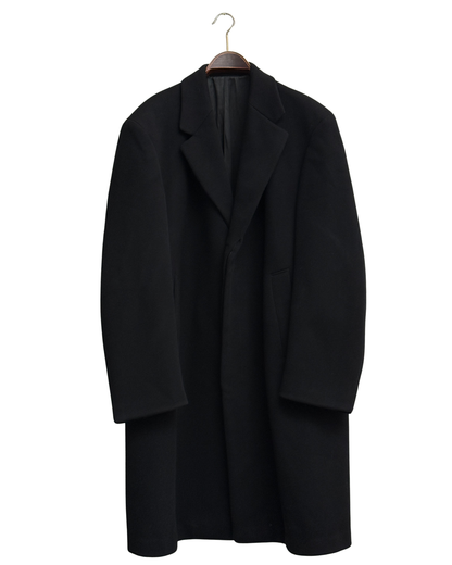 Vintage 80s Ritari Coat Black Pure Wool Long Overcoat, IT 54, Men