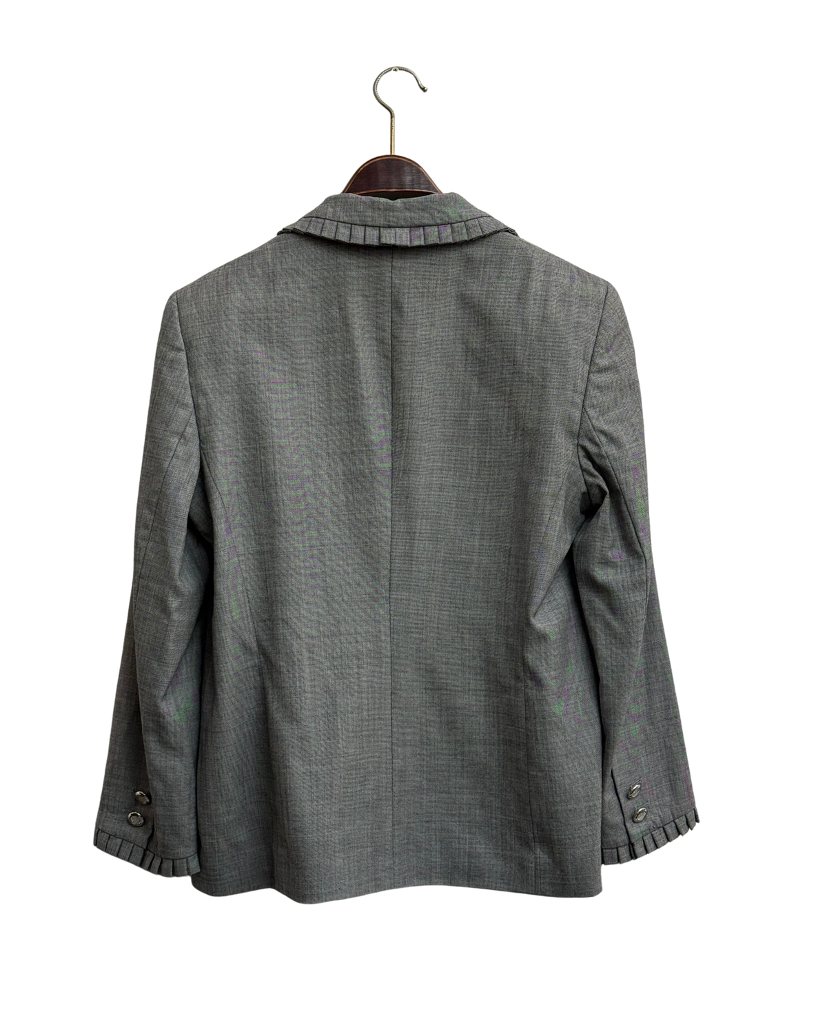 Escada by Margaretha Ley Vintage 90s Wool Blazer Pleated Trim 40 Women