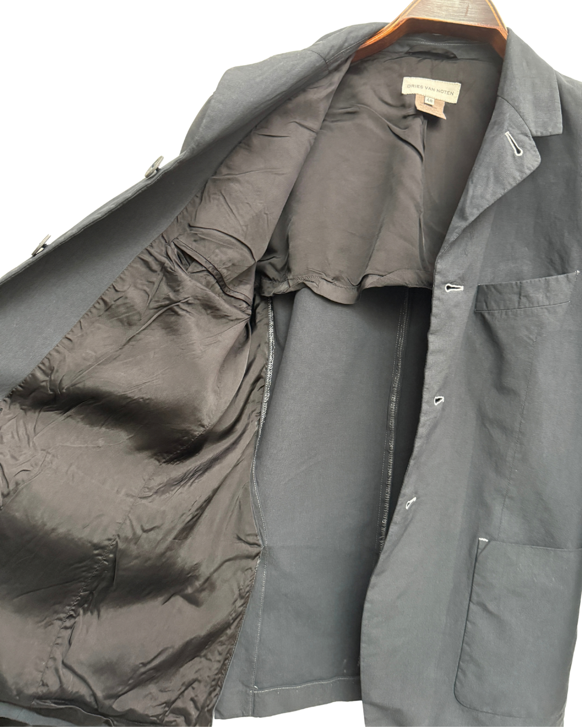 Dries Van Noten blazer, black cotton, made in Belgium, FR 48