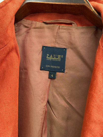 Pauw Amsterdam Linen Military Jacket Rust Terracotta Cupro Lining Size 4 Made in Europe