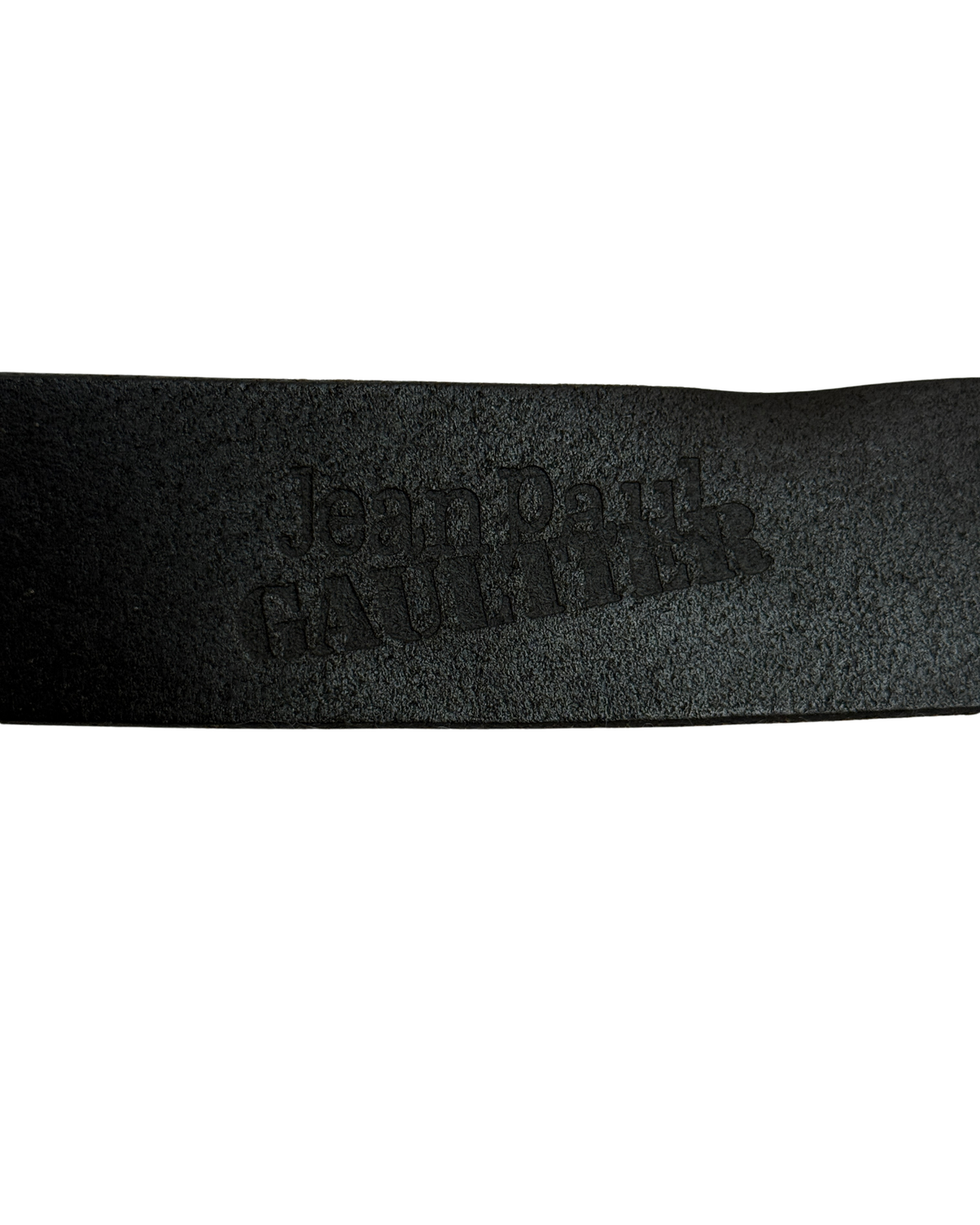 Jean Paul Gaultier vintage black leather belt with silver buckle size 100