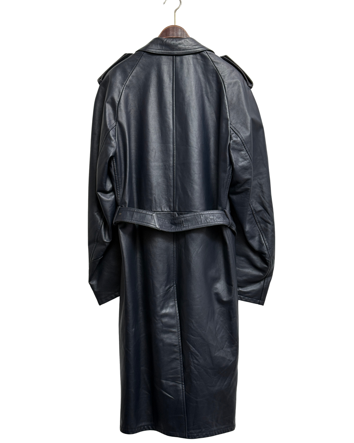 Friitala Navy Leather Trench Coat 50 Men
