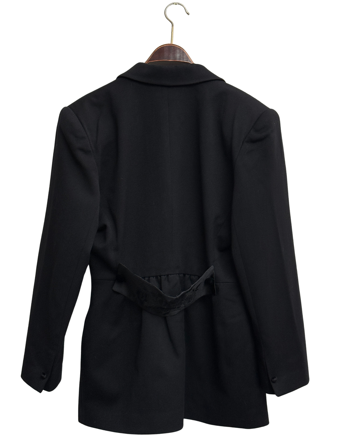 Kenzo Jungle vintage black wool blazer with floral jacquard collar Womens 42