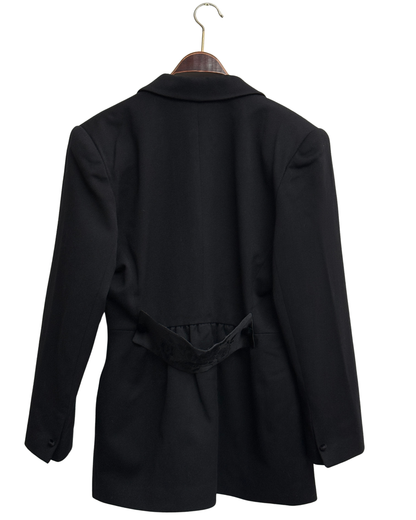 Kenzo Jungle vintage black wool blazer with floral jacquard collar Womens 42