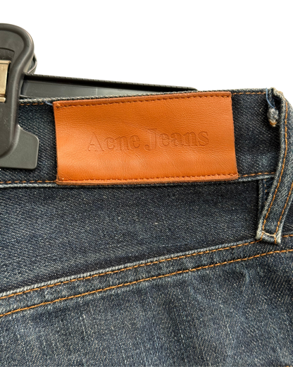 Acne Jeans MOC RAW Selvedge Denim Cut-Off Shorts Dark Indigo Size 32