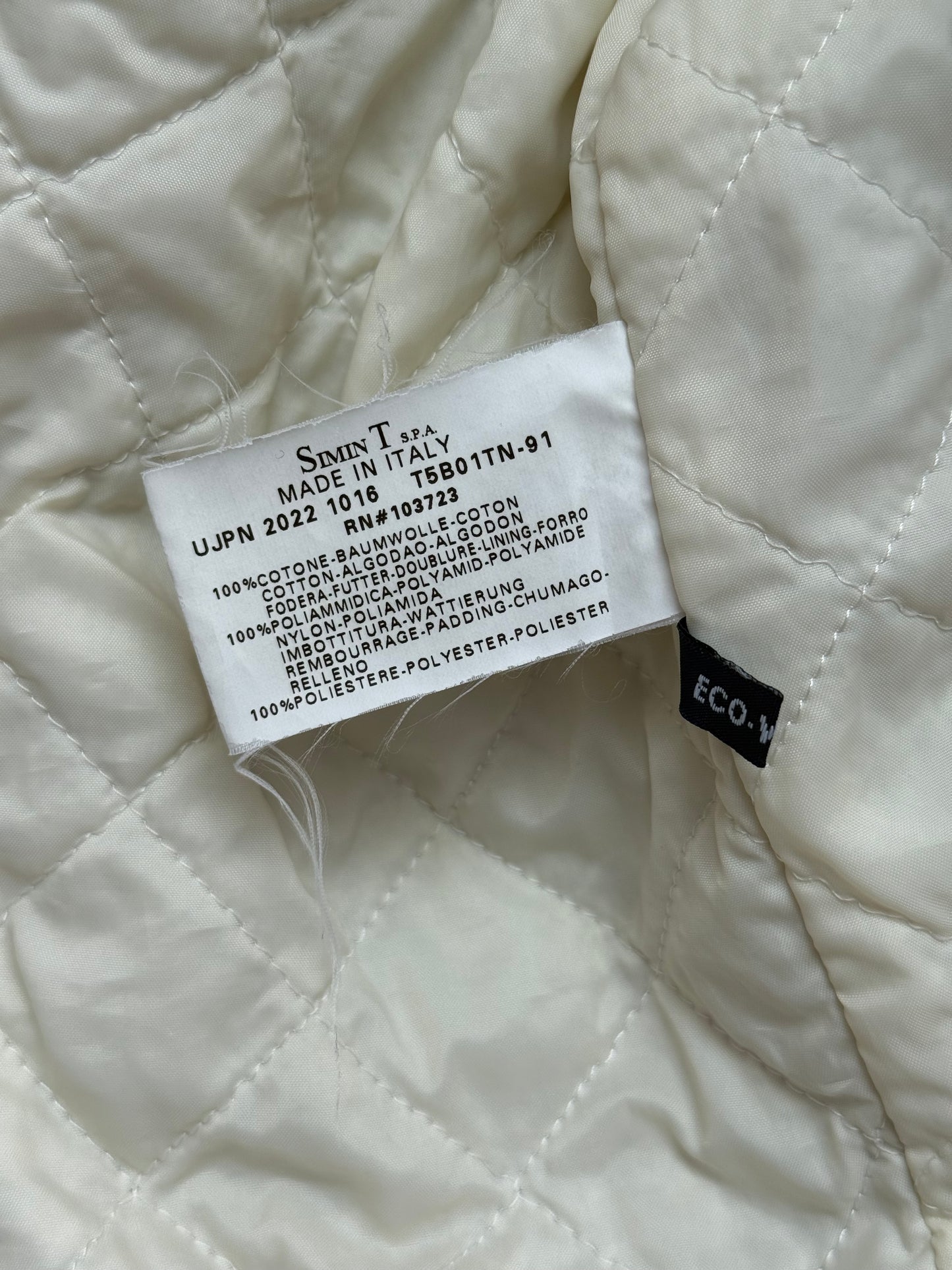 Armani Jeans Padded Cotton Trucker Jacket Cream Beige Made in Italy Size 44 IT