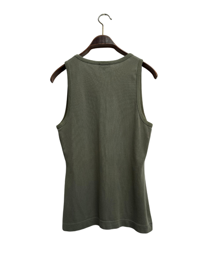 Dries Van Noten Vintage Khaki Cotton Tank Top Size L