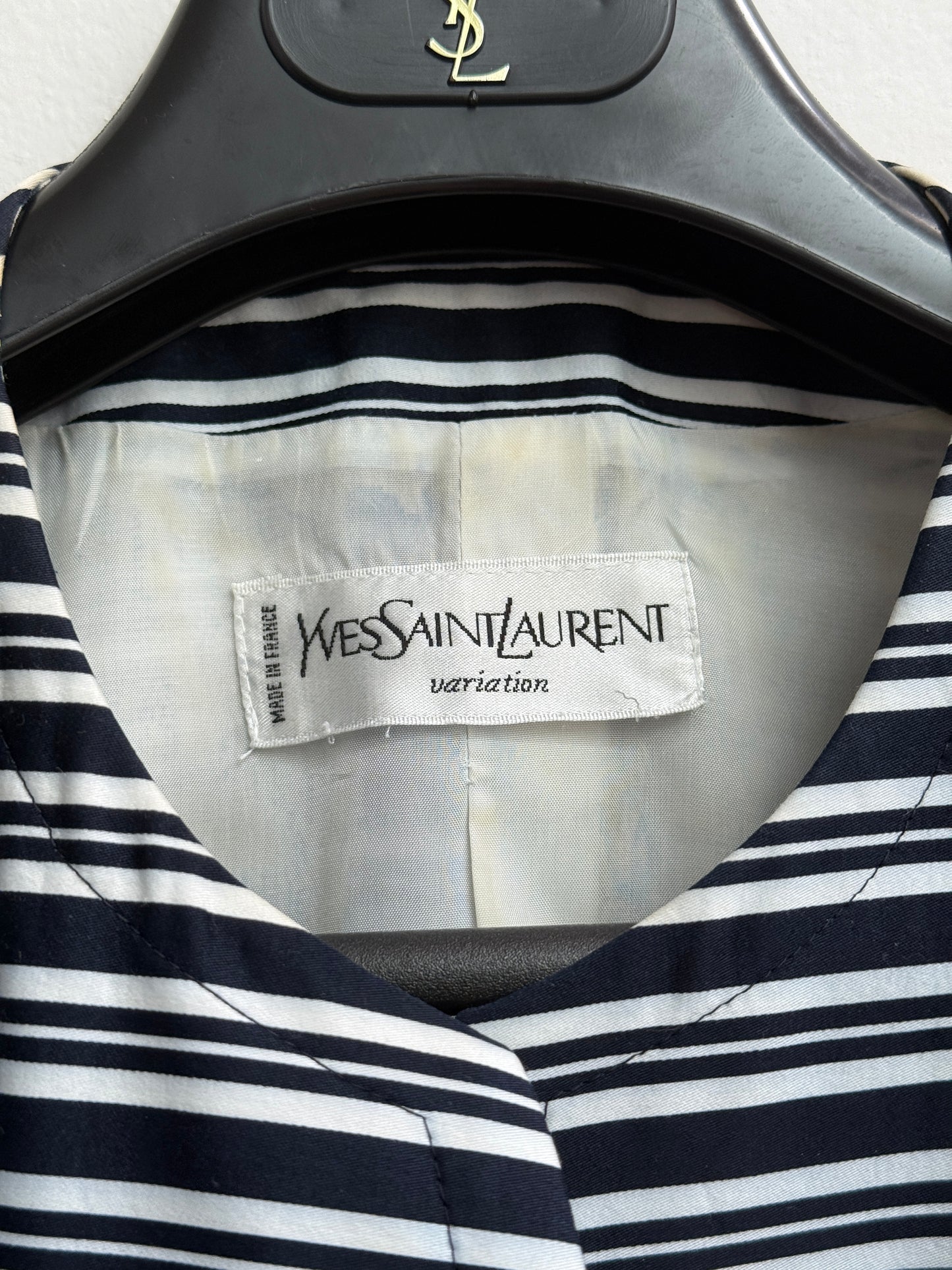 Yves Saint Laurent 80's Blue and White Striped Statement Blazer Size 38