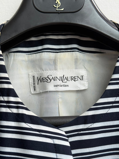 Yves Saint Laurent 80's Blue and White Striped Statement Blazer Size 38