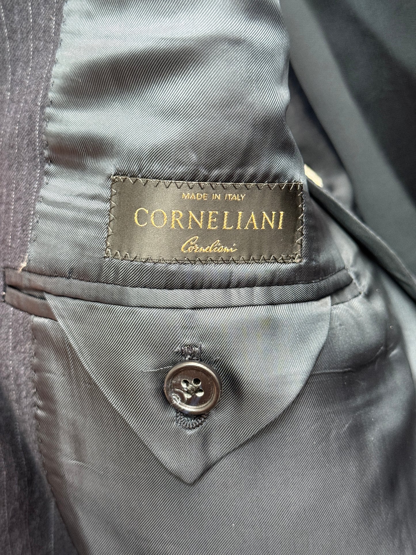 Corneliani Pinstripe Navy Wool Blazer Size 50