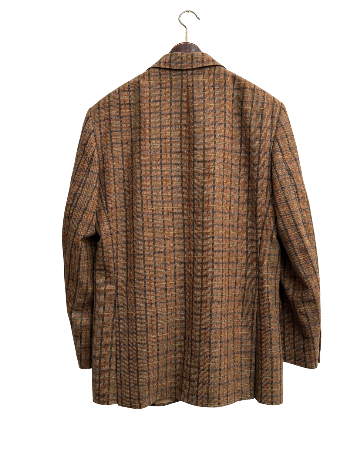 DAKS Signature Tobacco Brown Check Wool Blazer, IT 54, Men