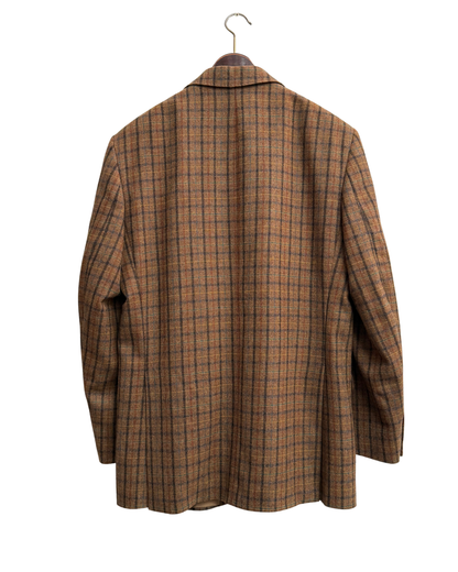 DAKS Signature Tobacco Brown Check Wool Blazer, IT 54, Men