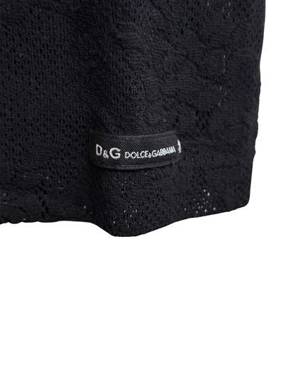 D&G Dolce & Gabbana vintage sheer black lace polo top 40 IT