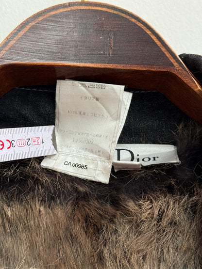 Christian Dior by John Galliano A/W 2006 Denim and Lambskin Coat with Rabbit Lining size 42