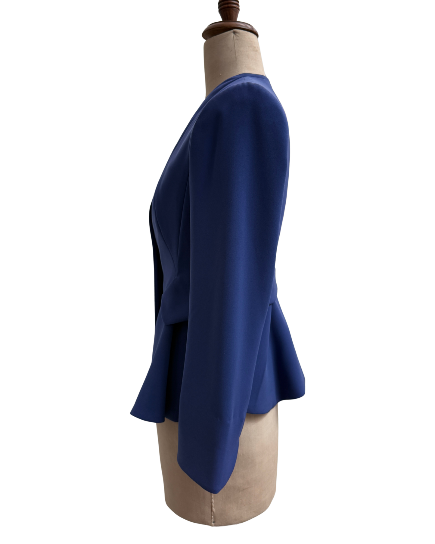 Armani Collezioni 2016 Cobalt Blue Collarless Peplum Blazer Size 42