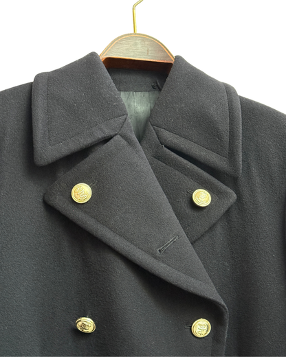 Koninklijke Marine vintage 1986 black wool double-breasted officers coat size L