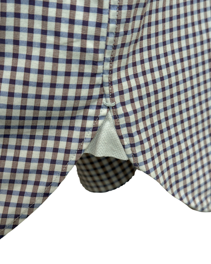 Tom Ford Aubergine Gingham Cotton Tab Collar Shirt, Men's IT 42