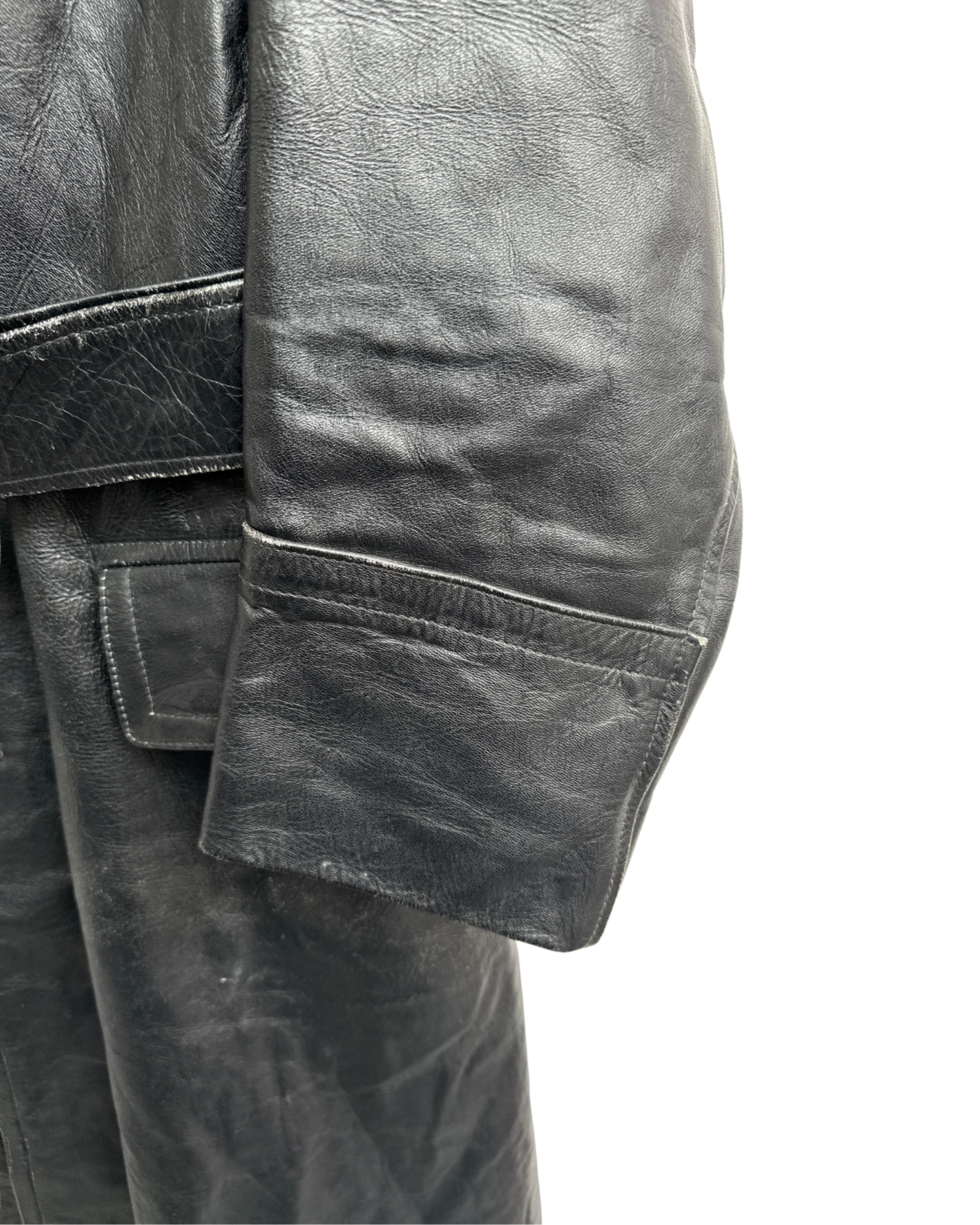 Verha Amsterdam Vintage Leather Trench Coat Black 1950s Size L