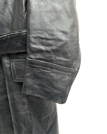 Verha Amsterdam Vintage Leather Trench Coat Black 1950s Size L