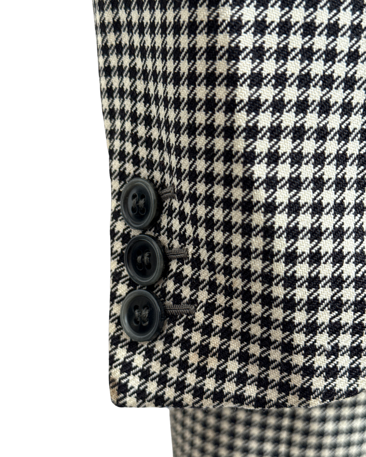 Brioni Vintage Wool Beige & Black Houndstooth Blazer Size 54