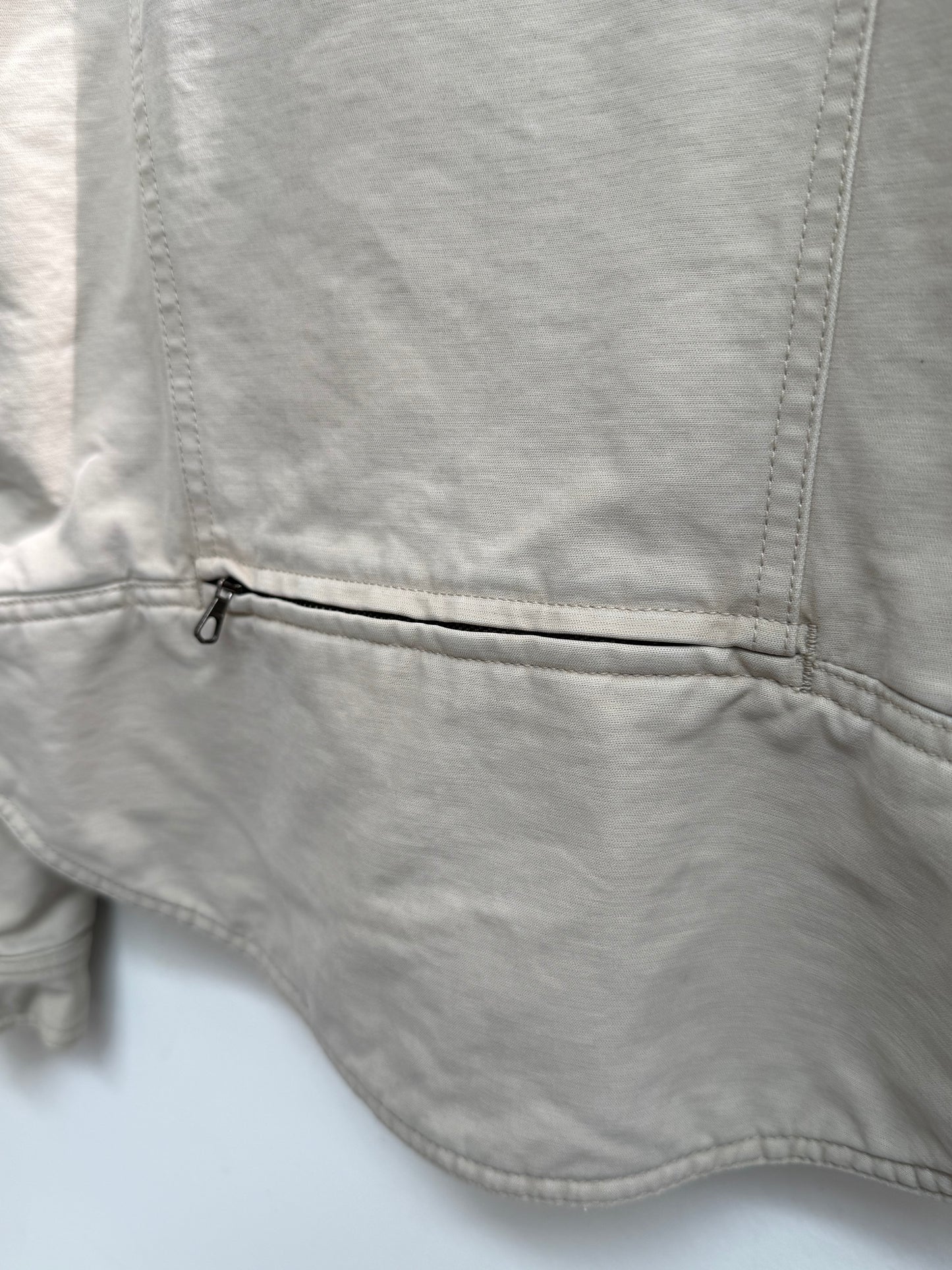 Armani Jeans Padded Cotton Trucker Jacket Cream Beige Made in Italy Size 44 IT