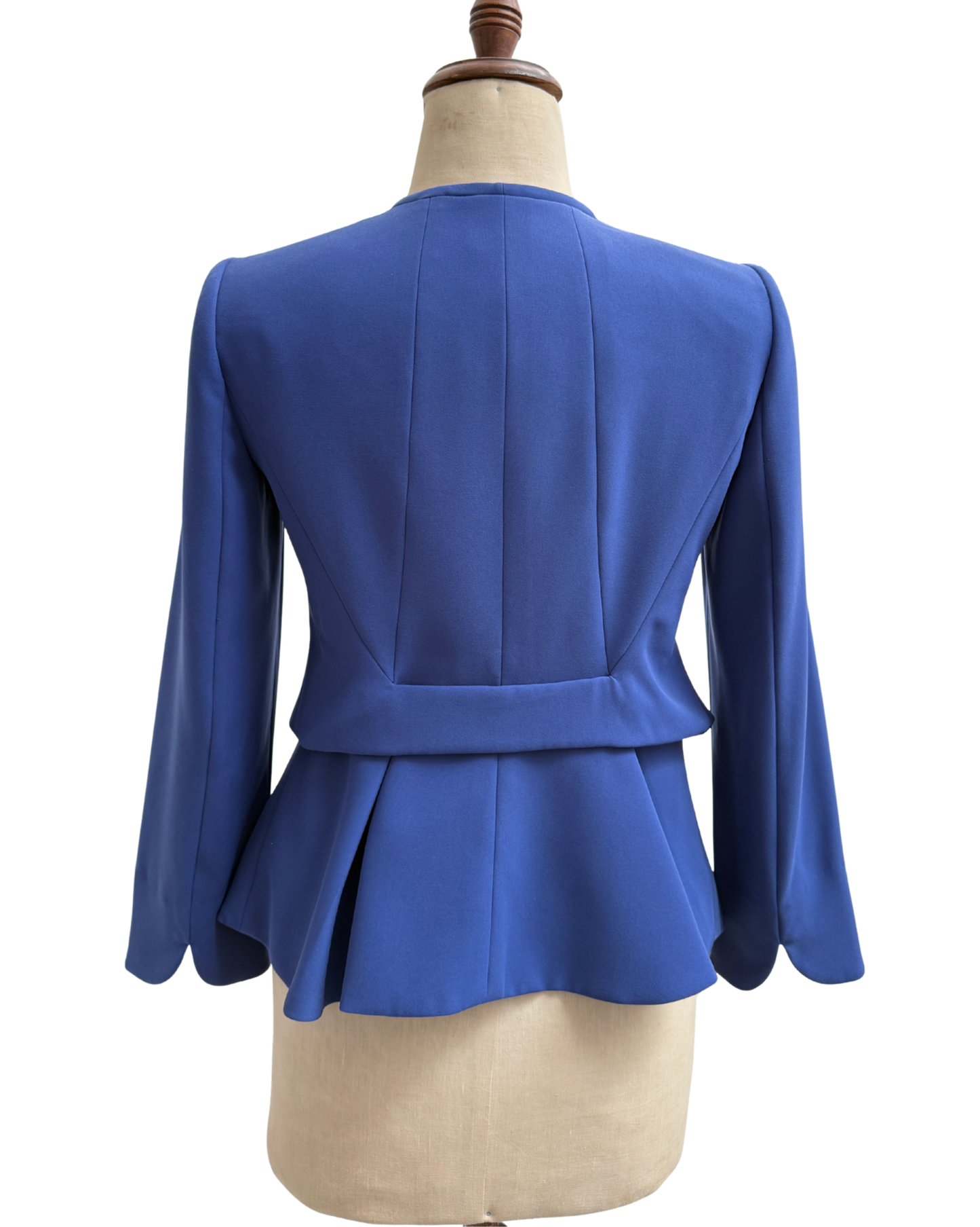 Armani Collezioni 2016 Cobalt Blue Collarless Peplum Blazer Size 42