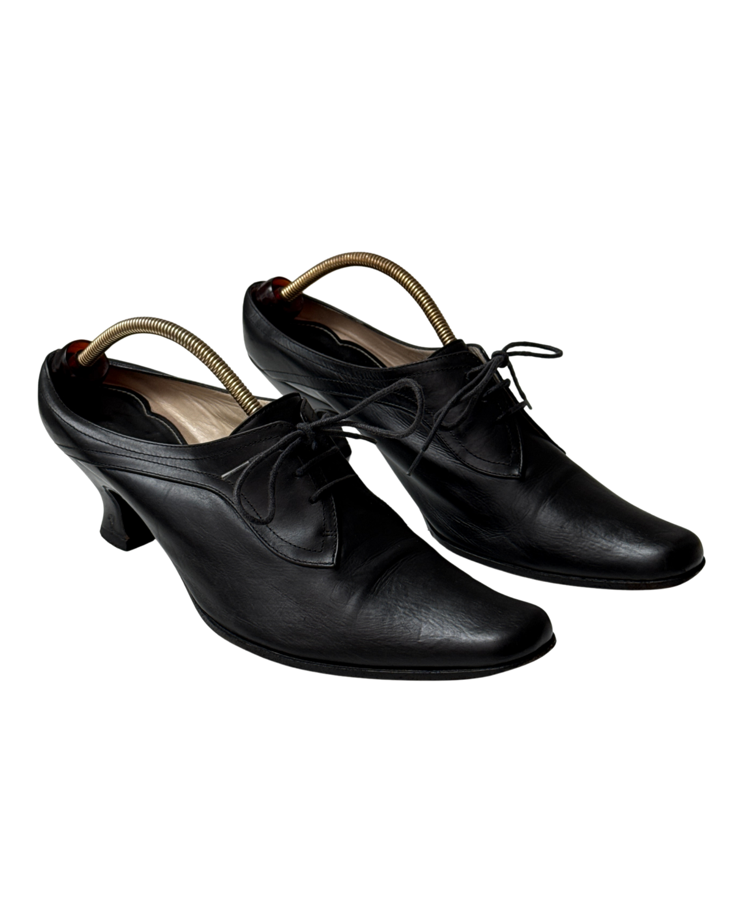 Dries Van Noten Vintage black leather lace-up mules size 39