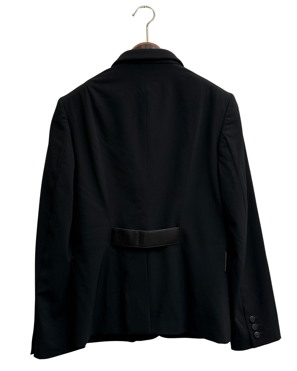 Gucci by Tom Ford blazer, black wool, leather-trimmed pockets, Size 42 IT