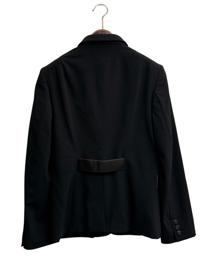 Gucci by Tom Ford blazer, black wool, leather-trimmed pockets, Size 42 IT