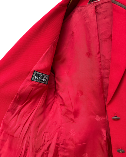 Gianni Versace Couture Vintage Early 90s Red Blazer Medusa Buttons Made in Italy Size 38