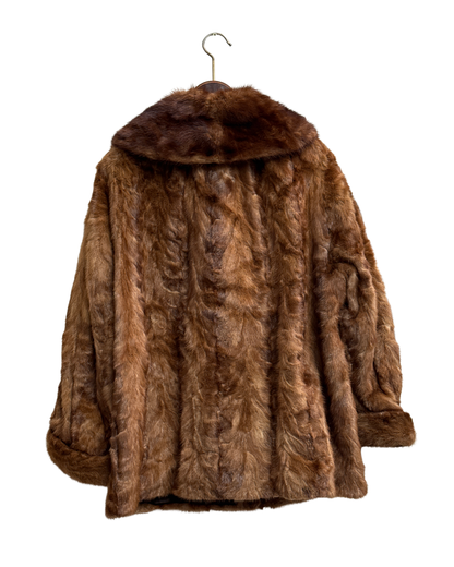 Donkerwolke Enschede Vintage 1970s Fur Jacket Stand Up Collar 44 Women