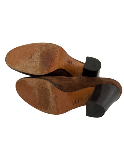 Iceberg Vintage 1990s Brown Suede Mary Jane Block Heels 37 Women