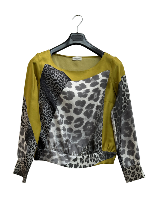 Dries Van Noten Archive Silk Leopard Patchwork Blouse