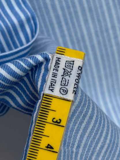Kiton Blue and White Striped Cotton Shirt size 41