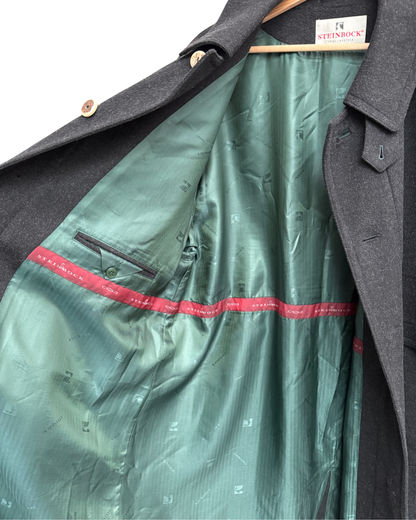 Steinbock Tyrol Austria Dark Charcoal Virgin Wool Loden Coat with Shoulder Cape, Size 56, Men