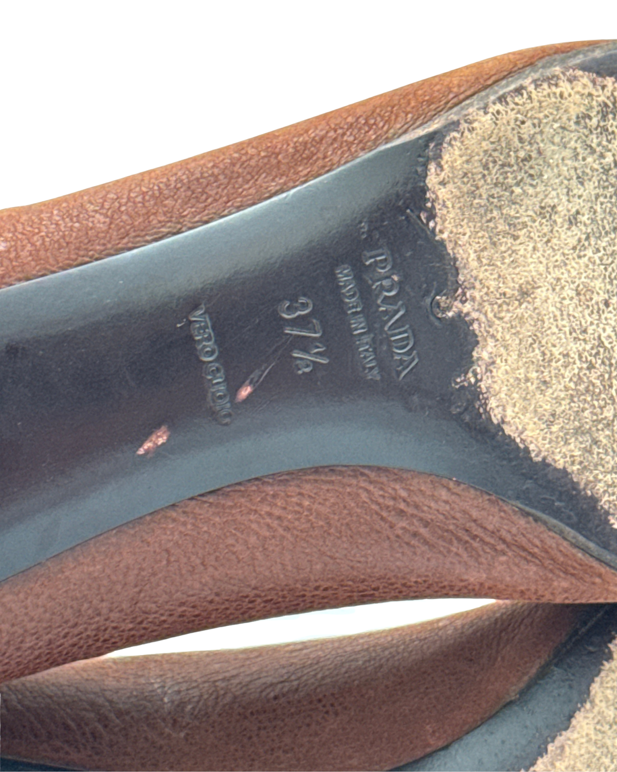 Prada Early 2000s Brown Leather Buckle Pumps 37.5 Women