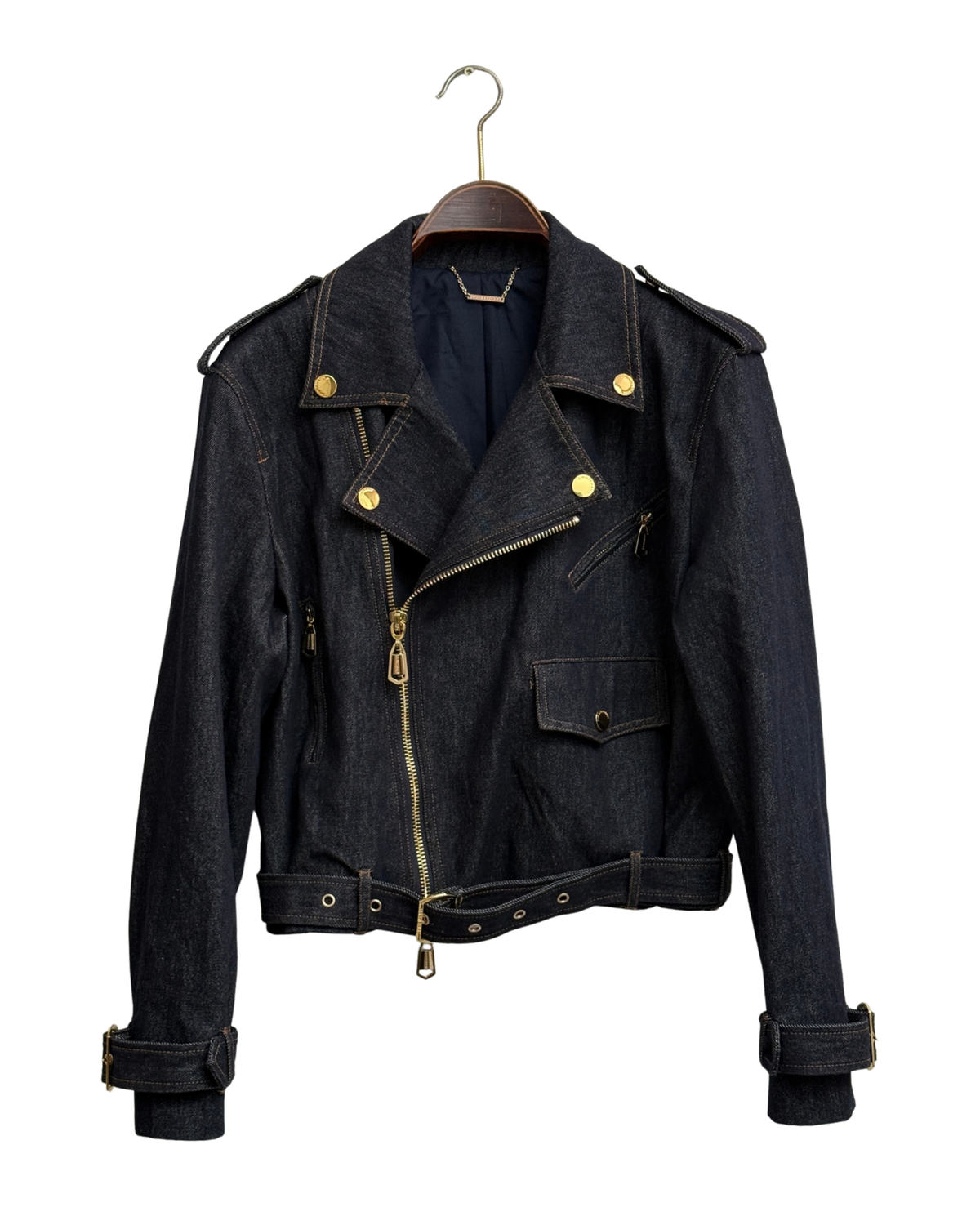 Runway Zimmermann Crush denim biker jacket, Resort 2025