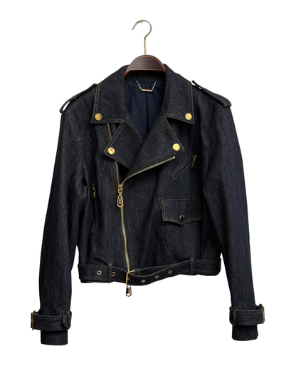 Runway Zimmermann Crush denim biker jacket, Resort 2025