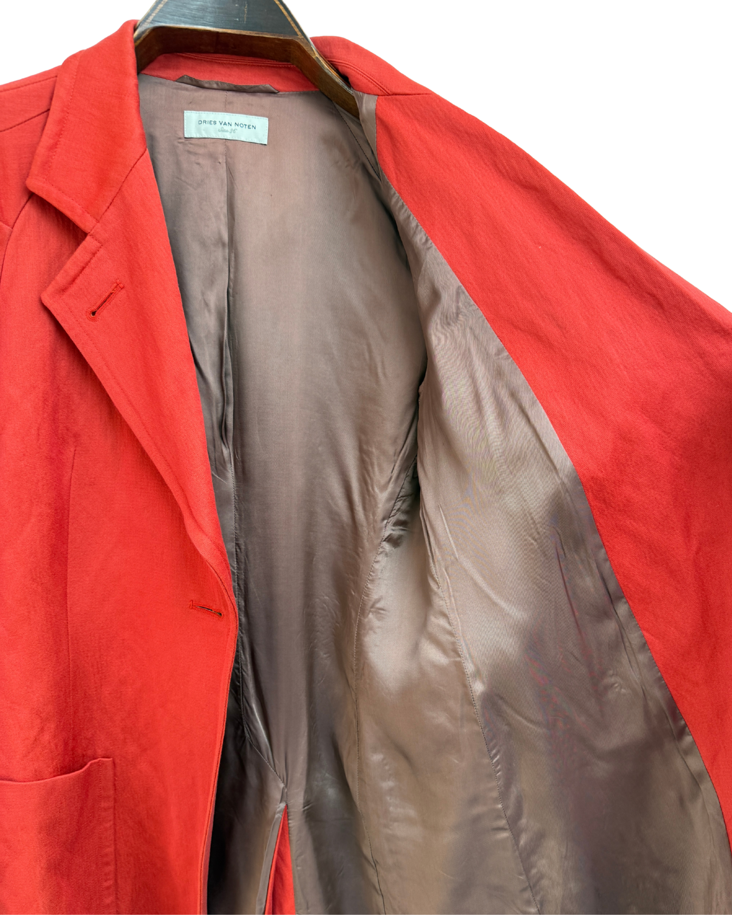 Dries Van Noten Red Wool and Cotton Blend Batwing Blazer Women Size 36
