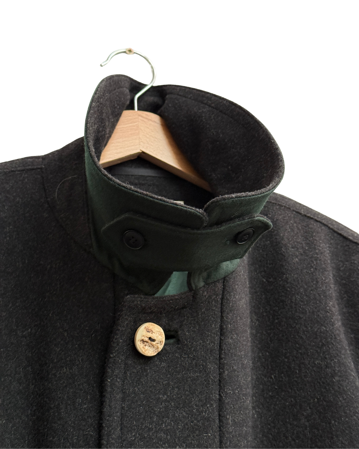 Steinbock Tyrol Austria Dark Charcoal Virgin Wool Loden Coat with Shoulder Cape, Size 56, Men