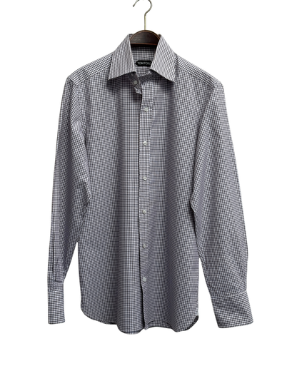 Tom Ford Aubergine Gingham Cotton Tab Collar Shirt, Men's IT 42