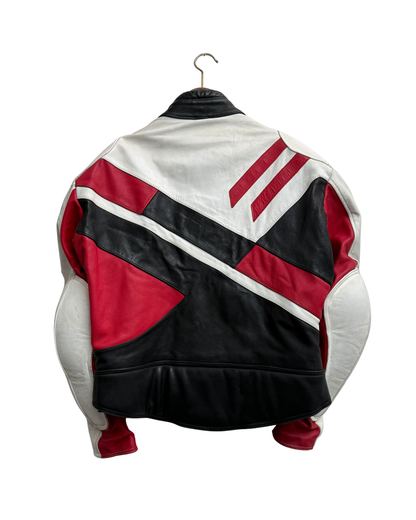 Schuh Vintage Racing Leather Jacket White Black Red 54 Men
