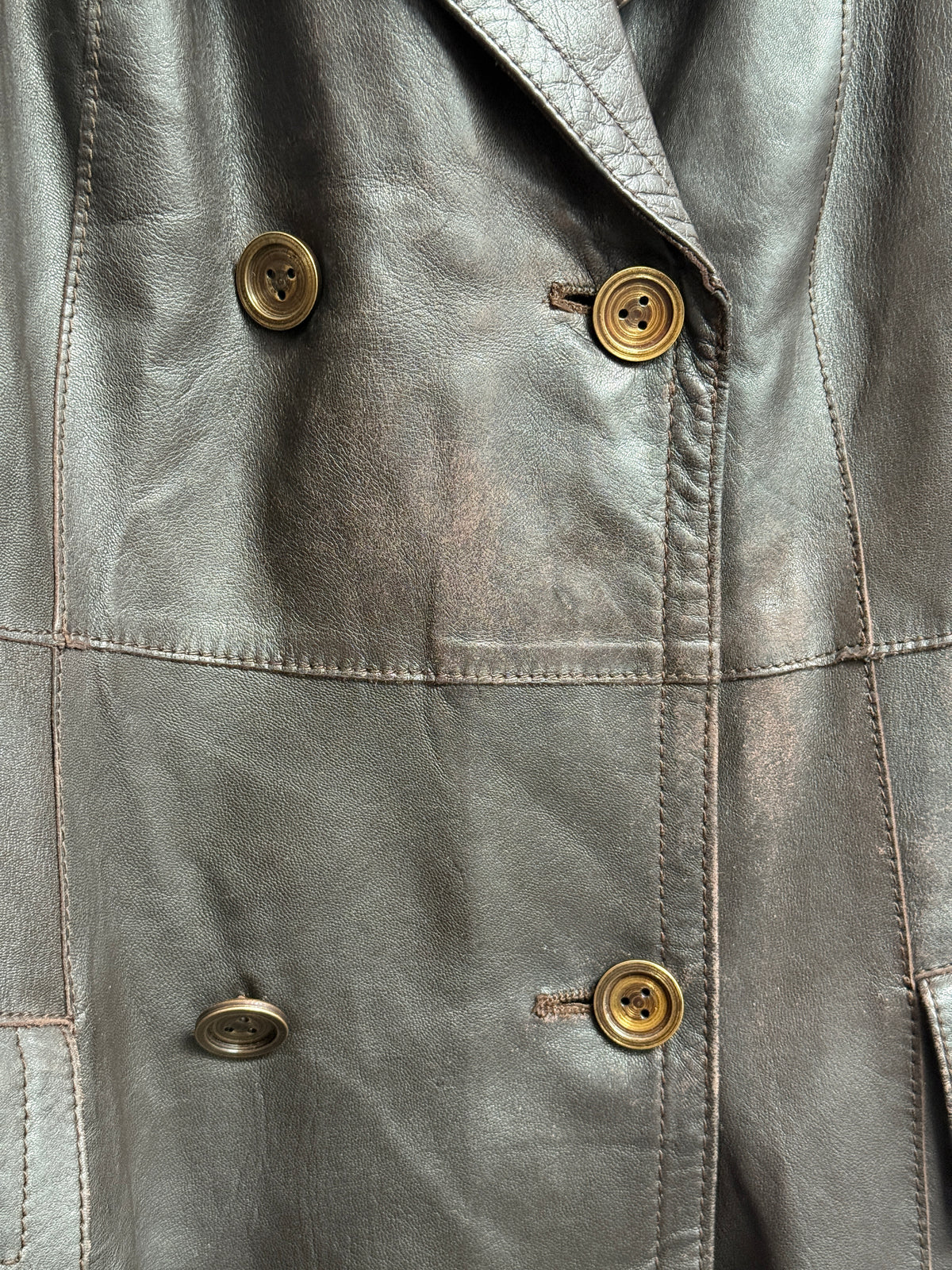 Friitala Vintage Brown Leather Trench Coat 38 Women