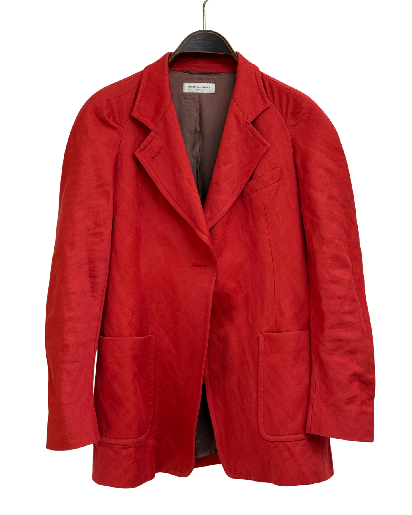 Dries Van Noten Red Wool and Cotton Blend Batwing Blazer Women Size 36