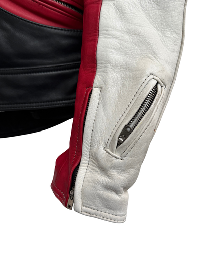 Schuh Vintage Racing Leather Jacket White Black Red 54 Men