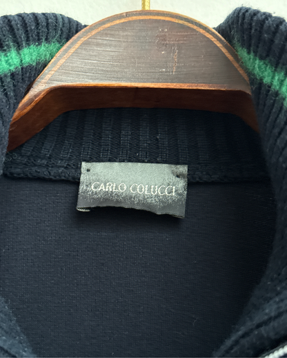 Carlo Colucci Striped Quarter Zip Sweater M Men