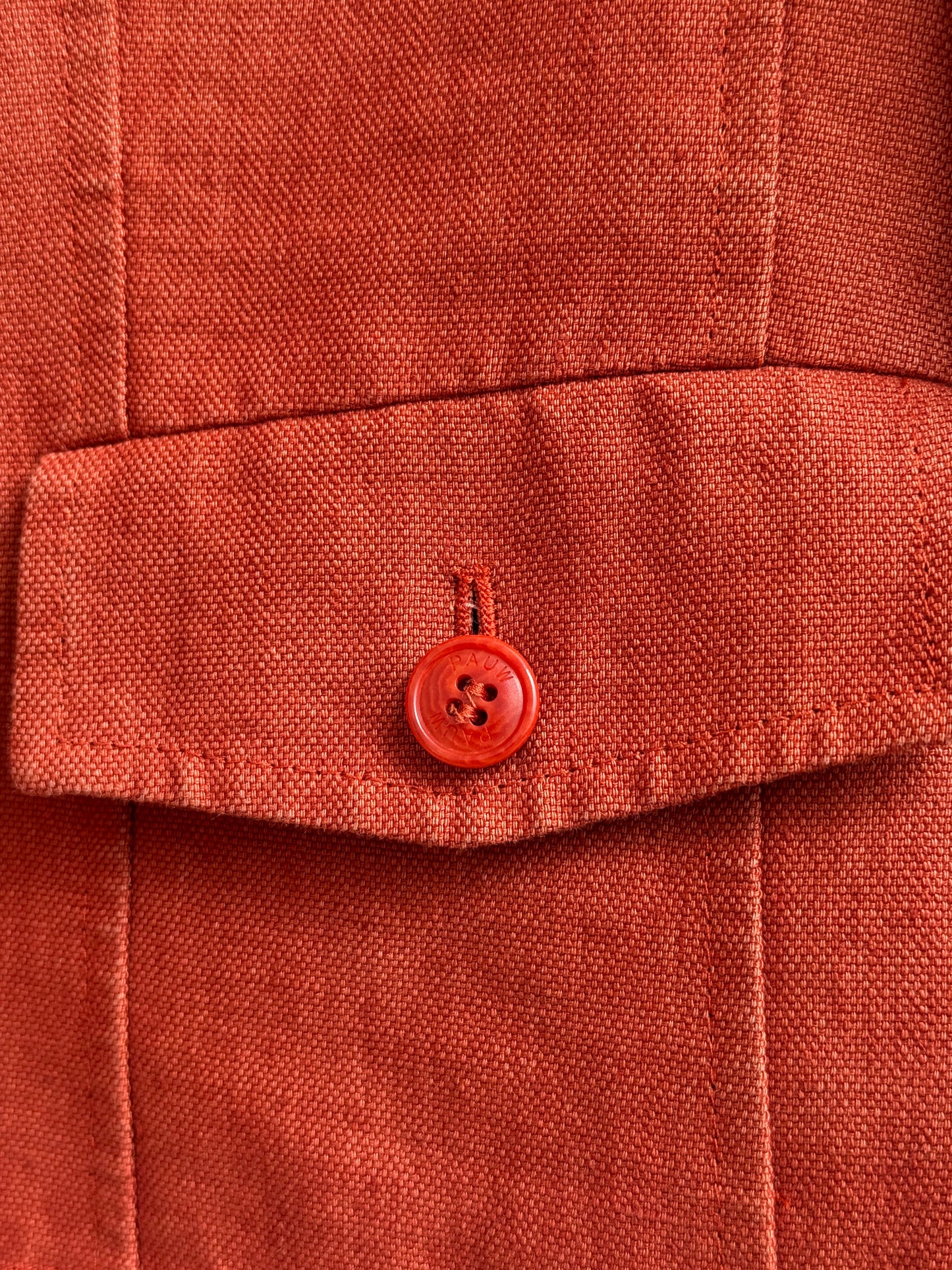Pauw Amsterdam Linen Military Jacket Rust Terracotta Cupro Lining Size 4 Made in Europe